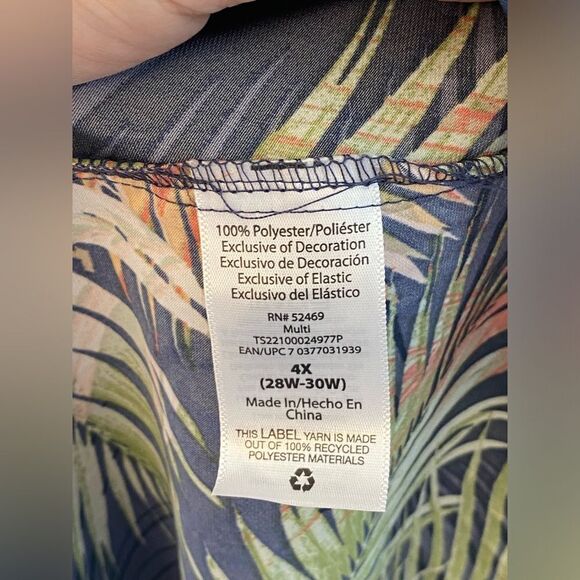 Terra & Sky navy blue tropical beach maxi Boho dress smocked tiered plus size 4X - Picture 10 of 13